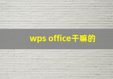 wps office干嘛的